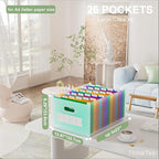 ThinkTex 26-Pocket Accordion File Organizer, Upright & Open Top, A–Z Colorful Tabs, High Capacity Expanding File Folder, Letter/A4 Size Essentials for School, Home, and Office- Green