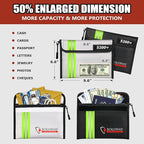 ROLOWAY Fireproof Bag (9.6 x 6.6 inches) 5200℉ Heat Insulated with Reflective Strip, Fireproof Money Bag with Zipper for Cash (2-Pack)