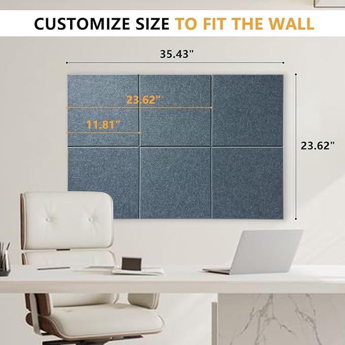 Thick Cork Board Tiles for Wall with Push Pins, Removable 36"x24"x0.47" Bulletin Board Sets, Self-Adhesive Pin Board | Magrowill 6 Packs Felt Panels for Office Home Classroom Dorm