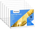 Anwesti Acrylic Sign Holder 11x8.5 Horizontal Double-Sided Plastic Display Sign Holder for Table Menu, Flyer, Office Acrylic Sign Holer 6 Pack