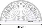 EBOOT 25 Pcs Math Protractors Plastic Protractor 180 Degrees, 4 Inches (Clear)