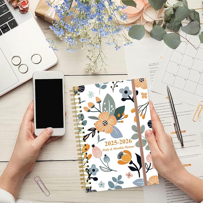 2026 Daily & Monthly Planner - One Page Per Day, Daily Planner 2026 from January 2026 to December 2026, Planners 26 with 12 Monthly Tabs, 6.4" x 8.5", Rose Flower
