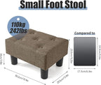 BRIAN & DANY Small Foot Stool, Linen Foot Stools with Legs, Stable Small Footstool for Living Room, Brown