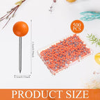 WILLBOND 500 Pack Map Push Pins Map Tacks Small Round Head Push Pins Thumb Tacks for Travel Picture Photo Bulletin Board Wall DIY Craft School Office Home(Orange,1/6 Inch)