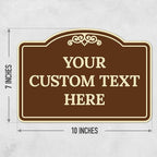 Custom Decorative Sign, Personalized Metal Sign for Business, Driveway, Home, Airbnb, Office Door Plaque, Brown Background Sign, 7x10 Inches, ACM, Fade Resistant, Made in USA by Sigo Signs