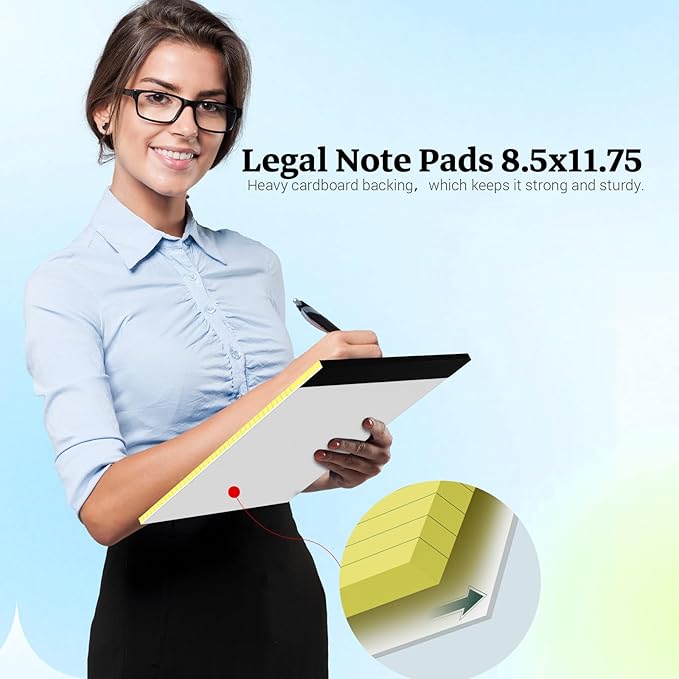 Roneky Legal Pads 8.5 x 11 Yellow Note Pads, 2 Pack College Ruled Notepads 8.5 x 11 Lined Paper, Yellow Notebook Paper Writing Pads 30 Sheets Per Legal Pads 8.5x11 for Home Office School Supplies