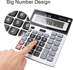 HIHUHEN Large Electronic Calculator Counter Solar & Battery Power 12 Digit Display Multi-Functional Big Button for Business Office School Calculating (1 x Calculator)