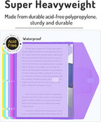 Forvencer Binder Pocket, 10 Pack Super Heavyweight Plastic Folders with Tight Closure, Folders with Pockets Side Loading, Binder Organizer, Binder Dividers with Pockets, Letter Size, Assorted Colors