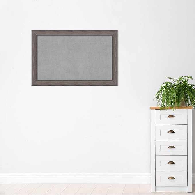 Amanti Art Grey Framed Magnetic Board 29x45 Large Vision Board for use with Magnets, 100% Metal Sheet to Display Items as Office Decor or for Home Organization in mudroom, Kitchen or Kids Room