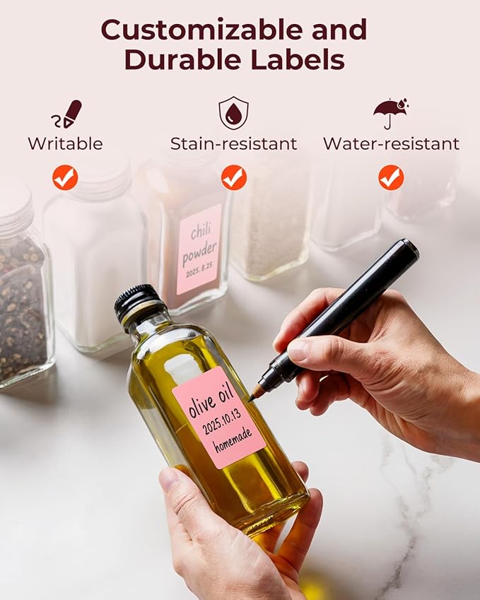 MUNBYN 2.25"x1.25" Thermal Sticker Labels, Pink Self-Adhesive Barcode Label Paper for Direct Thermal Printer and Business, Multi-Purpose Rectangle Address Shipping Mailing Stickers,1000 Sheets/Roll