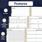 SUNEE 2026 Weekly and Monthly Planner - from January 2026 - December 2026, Daily Agenda Planner with Monthly Tab, Flexible Cover, Note Pages, Pockets, Bookmark, Spiral Binding, Vintage Floral, 8.5"x11"