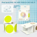 2 Inch Round Color Coding Labels (500 Count) - Fluorescent Yellow Dot Stickers Circle Labels with Dispenser Box for Warehouse, Filing, Industrial, Office Organization