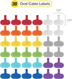 Wrap-It Storage - Cable Labels - Oval, Multi-Color (36 Pack) - Write-On Wire Tags for Cord Identification with Power Strips Behind Desks and TVs