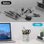 EasyPAG White Pen Holder for Desk, 2 Pack Round Pen Organizer, Brush Holder for Vanity, Metal Pencil Cup Organizer for Home, Office, Classroom, School