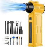 ZOAIVR Compressed Air Duster, 130,000RPM Ultra-Powerful Cordless Electric Air Duster with 8000mAh Rechargeable Battery, 4-Gear Adjustable Air Blower for Keyboard, Computer, Car, Home Cleaning - Yellow