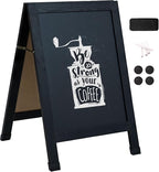 Sunnydaze Magnetic A-Frame Chalkboard Sign - Double-Sided Chalk Sandwich Board Sidewalk Sign - 30" x 20" - Black