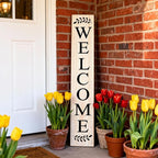 Farmhouse Wooden Merry Christmas Welcome Sign Stand for Front Door, 47" Large Welcome Sign for front porch, Rustic Vertical Tall Xmas Gift Porch Leaner Decor for Outdoor Patio Garden