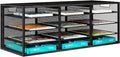 PAG-Mass Mail Sorter Adjustable Countertop Heavy Duty Literature Organizer Student Mailbox for Classroom Desktop Bill Paper Holder Rack for Office Home School, 12 Compartments, Black