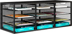 PAG-Mass Mail Sorter Adjustable Countertop Heavy Duty Literature Organizer Student Mailbox for Classroom Desktop Bill Paper Holder Rack for Office Home School, 12 Compartments, Black