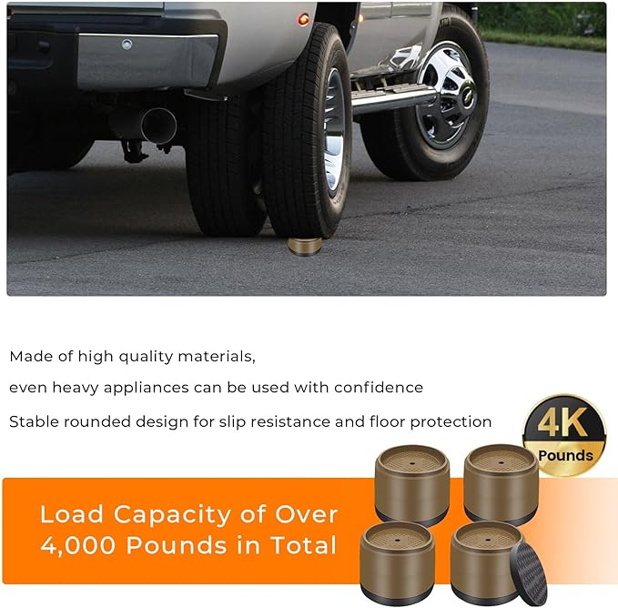 Furniture Risers Bed Risers Heavy Duty 1 inch, 2 inch, 3 inch, 4 inch Round Adjustable Bed Lifts Riser for Desk Legs Table Couch Sofa Chair Refrigerator Washing Machine (1+1 Inch, Brown, 4 Pack )