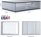 STORi STAX Plastic Stackable Organizer Drawers (Set of 2) Classic Grey | 12.5" Wide | Set Includes One Open Drawer & One Divided Drawer | Organize Office Desk Accessories & Sort Paper | Made in USA