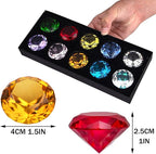 40mm(1.5 in) Crystal Diamond Jewels Paperweight Fake Diamonds Table Decoration Party Favors Gift, Glass Paperweight, Pack of 10 (Multicolor)