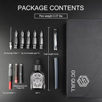 GC QUILL Calligraphy Fountain Pen Set - Includes 5 Nibs, Ink Bottle, Ink Refill Converter and 18 Cartridges, Fancy Pen for Women Men Gift - MU-25