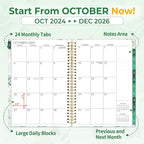 SUNEE 2026-2027 Planner - 24 Months (Jan 2026 - Dec 2027) - 7"x10" Monthly Spreads & Yearly Planner, Greenery