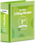 SUNEE 3 Ring Binder 3 Inch 1 Pack, Clear View Binder Three Ring PVC-Free (Fit 8.5x11 Inches) for School or Office Supplies, Tender Green