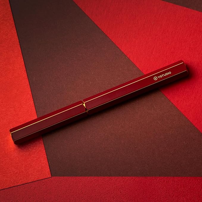 YSTUDIO Stunning Classic Revolve Fountain Pen, Schmidt Gilded Nib, Best Pen Gift Set for Men & Women, Professional, Executive Office, Nice Pens（red，F nib）