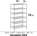 Regal Altair 24" Deep x 42" Wide x 74" Height Wire Shelving Kit | 6-Tier | NSF Commercial Storage Rack Unit