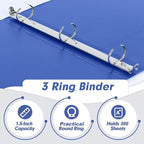 3 Ring Binder 1.5 Inch, PANDRI 6 Pack 1.5-Inch Binder Fits Letter Size 8.5'' x 11'' Paper, Versatile Binders for Office Home School, 2 Pockets, Assorted 6 Color