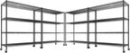 REIBII 55.5''W Heavy Duty Metal Shelves with Wheels - 4PCS Adjustable Garage Storage Rack, 75.6" H X 55.5''W X 24" D