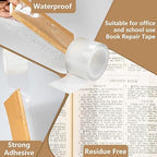 Qyueyue 2 Inch Clear Book Repair Tape, 16.5 Ft Strong Adhesive Binding Tape for Textbook Spine, Photo Album, Archival Safe Library Repair Supplies, Invisible Mending Tape