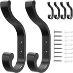 bussdis Wall-Mount Coat Hooks, Heavy Duty 30LB Hooks for Hanging Coats, Bags, Backpacks, Keys, Hats – Black Metal Hooks for Wall,Door (6 Pack)