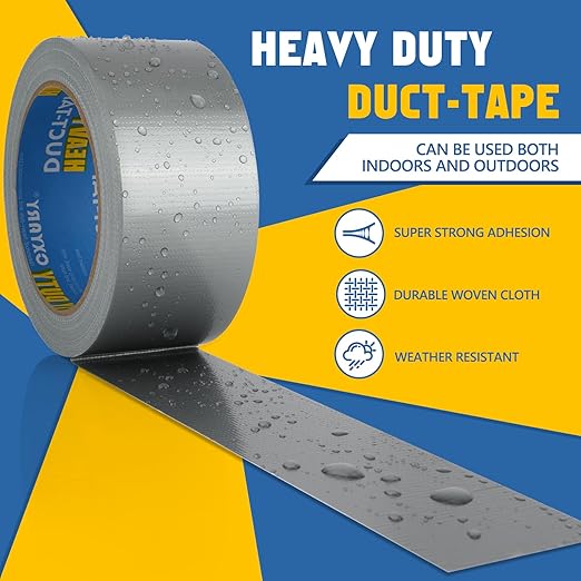 CXYARY 5 Roll Duct Tape Heavy Duty, 2 Inch x 150 Yard, Gray Waterproof Tape Any Weather, No Residue Tape for Strong Repairs, Indoor & Outdoor, Tear by Hand