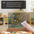 FRELWIM 13 x 9 Inch LED Drawing Writing Lumi Board with Colors, Clear Acrylic Light Up Desk Table Dry Erase Message Memo Note Board with Stand (Colorful, Large)