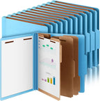 Skyygemm 36 Pcs Classification Folders Letter Size, 3 Divider Pressboard File Folder with Fasteners, Expanding File Organizer Bulk for School Teachers, Office Employee, Coworker, Staff (Blue)