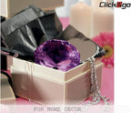 click2go 2” / 60 mm Diamond Shaped Glass Crystal Paperweight – Home Office Decor & Valentine's Day Gift Wedding Favors Centerpieces Decoration with Gift Box (Dark Purple)