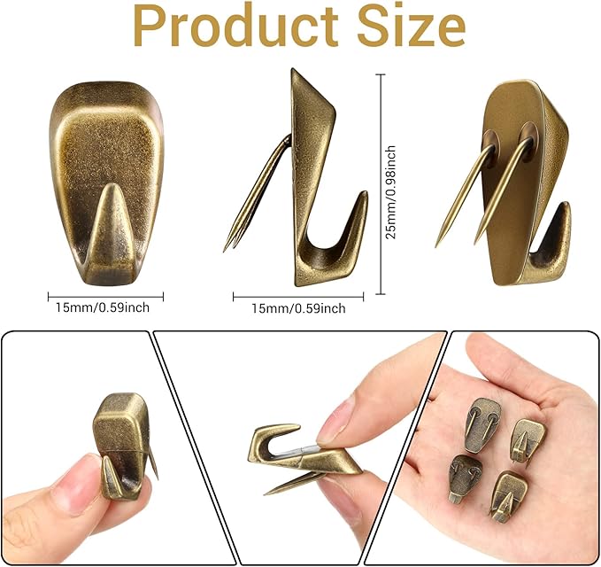 LEIFIDE Cubicle Hooks Fabric Panel Wall Hooks Cubicle Clips Picture Hangers for 40 Lbs Office Home Kitchen Room Board Hanging Supplies(Bronze,10 Pieces)