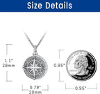 Compass Necklace for Women Men 925 Sterling Silver Pendant Urn Necklaces for Ashes Picture Locket Necklace Anchor Necklace Viking Necklace Crystals CZ Moonstone Abalone Shell Turquoise Compass Jewelry