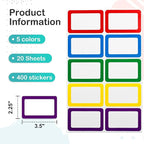 L LIKED 400 Stickers - 3.5" x 2.25"Colors Plain Name tag Labels with Perforated Line for School Office Home (Blank - 400 Labels)