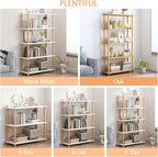IOTXY 4-Tier Wooden Shelf Bookcase - Modern Open Bookshelf, Free Standing Storage Rack, Multifunctional Display Stand for Home and Office, White, Rectangle