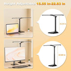 CHARYJOD LED Desk Lamp for Office Home, Height Adjustable Architect Desk Light with USB Adapter, Stepless Dimming Desk Lamp Light for Reading, Study, Workbench