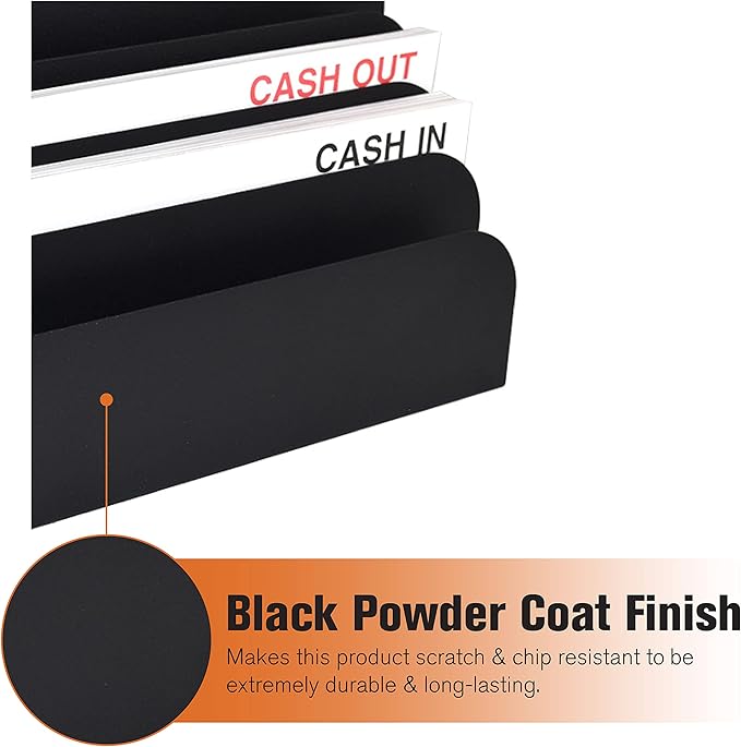 BankSupplies STEELMASTER 6 Slot File & Desk Organizer - Paper Organizer - Black Powder Coat Finish - Scratch & Chip-Resistant - Forms, Applications, Deposit Slips & Checks