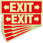 iSYFIX Exit Signs with Directional Right & Left Arrow - 6 Pack 12x4 Inch Glow in the Dark for Business, School, Office, Warehouse - Durable 40 Mil Polystyrene, UV Laminated, Waterproof, Scratch & Fade Resistant