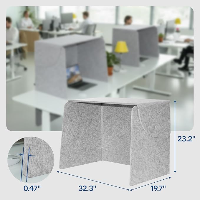 Keemute Desktop Partition Divider - Foldable Acoustic Privacy Screen Sound Absorbing Panel for Office & Home, Desk Shade for Cubicle to Block Light, 32.3" W x 19.7" D x 23.2" H