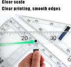 Magnetic Geometry Tool, Protractor, Triangle Rulers Easy Attachment Blackboard Measurement Kit, Teacher Board Protractor Multi-Purpose Kit Large (Transparent-2pc)