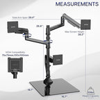 VIVO Pneumatic Arm Triple Ultrawide Monitor Desk Stand for Up to 49 inch Screens with Tempered Glass Base, Holds 3 Ultra Wides Up to 33 lbs Each, Black, STAND-V300FG