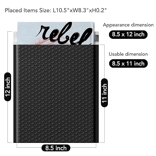Fuxury 250Pack Black Bubble Mailers 8.5x12" Medium Opaque Bubble Envelopes Strong Adhesion Padded Mailer Thick Padded Envelopes Mailers for Small Business Mailing Books Clothes Makeup Supplies